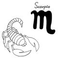 Zodiac sign Scorpio, vector hand-drawn illustration Royalty Free Stock Photo