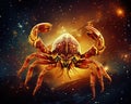 Zodiac sign of a scorpion on the night sky. Royalty Free Stock Photo