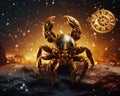 Zodiac sign of a scorpion on the night sky. Royalty Free Stock Photo