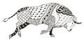 Zodiac sign - Taurus. Bull. Vector illustration. Zentangle styli
