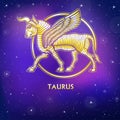 Zodiac sign Taurus. Character of Sumerian mythology. Gold imitation. Royalty Free Stock Photo