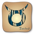 Zodiac sign - Taurus. Doodle hand-drawn style Royalty Free Stock Photo