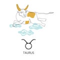 Zodiac sign Taurus. One line. Vector illustration in the style of minimalism. Royalty Free Stock Photo