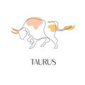 Zodiac sign Taurus. One line. Vector illustration in the style of minimalism Royalty Free Stock Photo