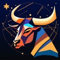 Zodiac sign Taurus. Vector illustration of the horoscope. Generative AI Royalty Free Stock Photo