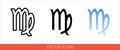 Zodiac sign virgo from August to September icon of 3 types color, black and white, outline. Isolated vector sign symbol