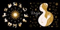 Zodiac sign Virgo. Horoscope and astrology. Full horoscope in the circle. Horoscope wheel zodiac with twelve signs vector Royalty Free Stock Photo
