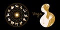 Zodiac sign Virgo. Horoscope and astrology. Full horoscope in the circle. Horoscope wheel zodiac with twelve signs vector Royalty Free Stock Photo