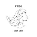 Zodiac sign Virgo. Design element for flyers or greeting cards, emblem, logo. Vector astrological symbol.