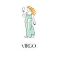 Zodiac sign Virgo. One line. Vector illustration in the style of minimalism. Royalty Free Stock Photo
