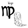 Zodiac sign Virgo, vector hand-drawn illustration