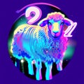 Zodiac sign of the year of the sheep. Vector illustration. generative AI