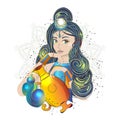 Zodiac sign young girl. Abstract astrology. zodiac Aquarius Royalty Free Stock Photo