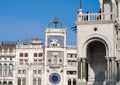 Zodiac signs on Ancient clock Torre dell'Orologio in Piazza San Marco, Venice, Italy, Europe. Detail of astrological