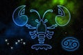 The astrological sign of the zodiac is Cancer, against the background of outer space. Illustration Royalty Free Stock Photo