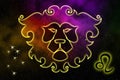 The astrological sign of the zodiac is Leo, against the background of outer space. Illustration Royalty Free Stock Photo