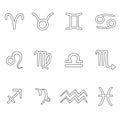 Zodiac signs for astrology simple set of outline icons eps10 Royalty Free Stock Photo