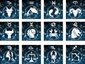 Zodiac signs banners with constellations. Royalty Free Stock Photo