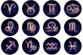 Zodiac signs buttons. Set of horoscope symbols, astrology icons Royalty Free Stock Photo