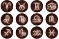 Zodiac signs buttons. Set of horoscope symbols, astrology icons