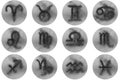 Zodiac signs buttons. Set of horoscope symbols, astrology icons