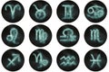 Zodiac signs buttons. Set of horoscope symbols, astrology icons Royalty Free Stock Photo