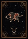 Zodiac Signs Cards. Zodiac background. Constellation Taurus. Antique style.