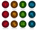 Zodiac signs circle neon ball icon Royalty Free Stock Photo