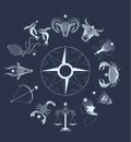 Zodiac signs circle over dark sky Royalty Free Stock Photo