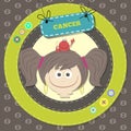 Zodiac signs collection. Cute horoscope - CANCER.