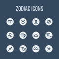 Zodiac signs icons, set of twelve. Horoscope vector illustration. Royalty Free Stock Photo