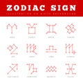 Zodiac Signs in form of lines, dots connected