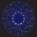 Zodiac signs hand drawn constellations circle Royalty Free Stock Photo