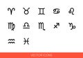 Zodiac signs icon set of black and white types. Isolated vector sign symbols. Icon pack Royalty Free Stock Photo