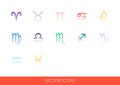 Zodiac signs icon set of color types. Isolated vector sign symbols. Icon pack Royalty Free Stock Photo