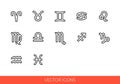 Zodiac signs icon set of outline types. Isolated vector sign symbols. Icon pack Royalty Free Stock Photo