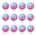 Zodiac signs icons, horoscope symbols set, vector illustration Royalty Free Stock Photo