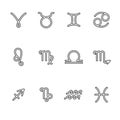 Zodiac signs icons, horoscope symbols set, vector illustration Royalty Free Stock Photo