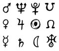 Zodiac signs icons, horoscope symbols set, vector illustration Royalty Free Stock Photo