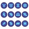 Zodiac signs icons, horoscope symbols set, vector illustration Royalty Free Stock Photo