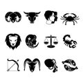 Zodiac signs icons set black Royalty Free Stock Photo