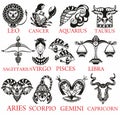 Zodiac signs icons. Symbol Logo. Vector tattoo Illustration. Style vector illustration Template vector illustration Royalty Free Stock Photo