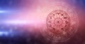 Zodiac signs inside of horoscope circle. Astrology in the sky with many stars and moons  astrology and horoscopes concept Royalty Free Stock Photo