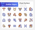 Zodiac signs pixel perfect RGB color big icons set Royalty Free Stock Photo