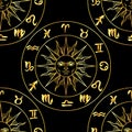 Zodiac signs seamless pattern Royalty Free Stock Photo