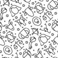Zodiac signs seamless pattern with thin line icons for banner with horoscope, web site or background. Vector illustration Royalty Free Stock Photo