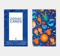 Zodiac signs set of banners vector illustration. Horoscope, astrology icons such as Aries, Taurus Gemini, Cancer Leo Royalty Free Stock Photo