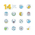 Zodiac signs - set of line design style colorful icons