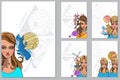 Zodiac signs. A set of templates with beautiful women for the creation of posters, booklets, covers