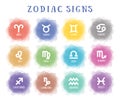 Zodiac signs. Smoky circle. Line symbol. Aquarius, libra, leo, taurus, cancer, pisces, virgo, capricorn, sagittarius, aries, Royalty Free Stock Photo